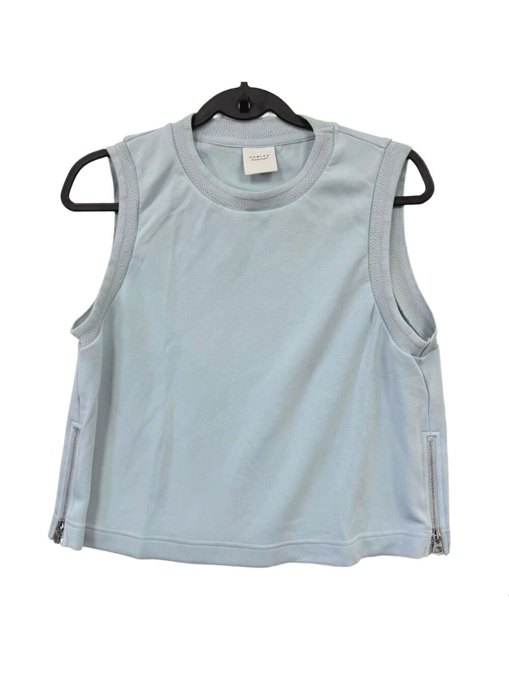 Varley DoubleSoft Light Blue Sleeveless Zip Hem Tank Top